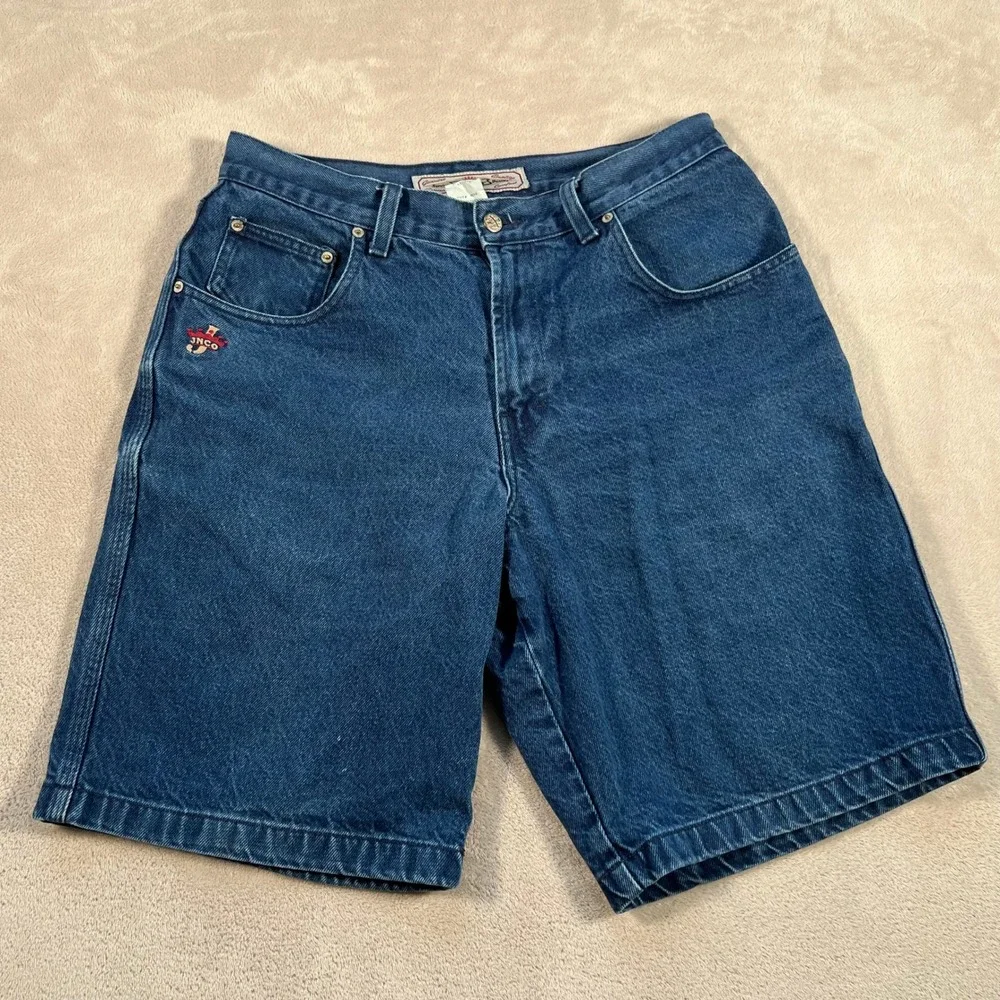 Vintage JNCO Jean Shorts Men's 33 Blue Denim Made in USA 90s Skater Baggy Style